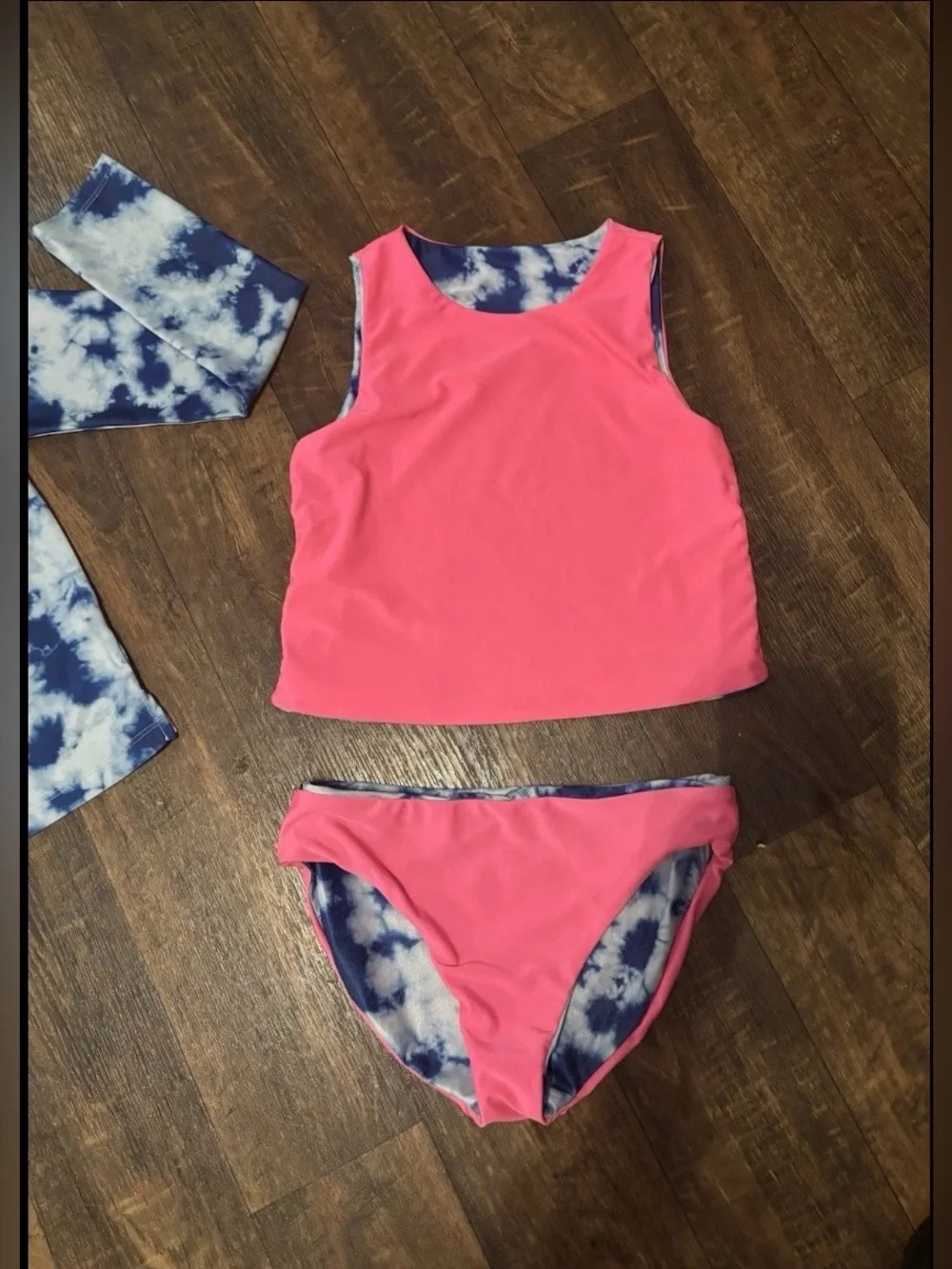 GAP Kids 3 Pieces Reversible Rash Guard Swim Tie Dye Set Girls Size L (10-12)